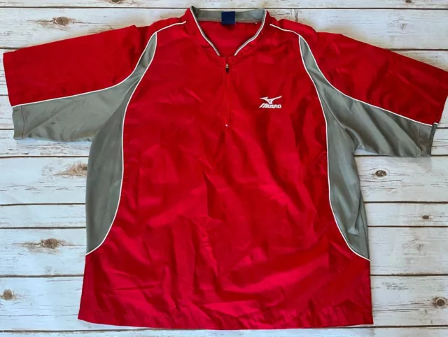 Mizuno Short Sleeve Batting Warmup Jacket Red Mens Size Xl X-Large