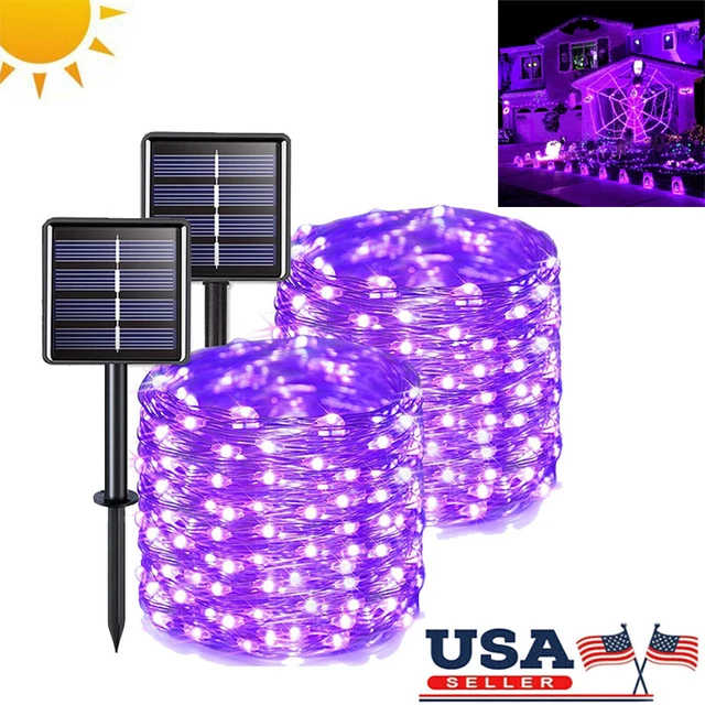 Outdoor Solar String Lights LED Purple Garden Solar Scary Halloween Fairy Lights