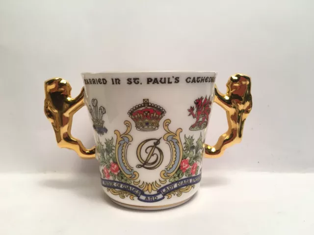 Paragon Prince Of Wales Lady Diana Spencer Marriage Loving Cup Gold Lion Handel