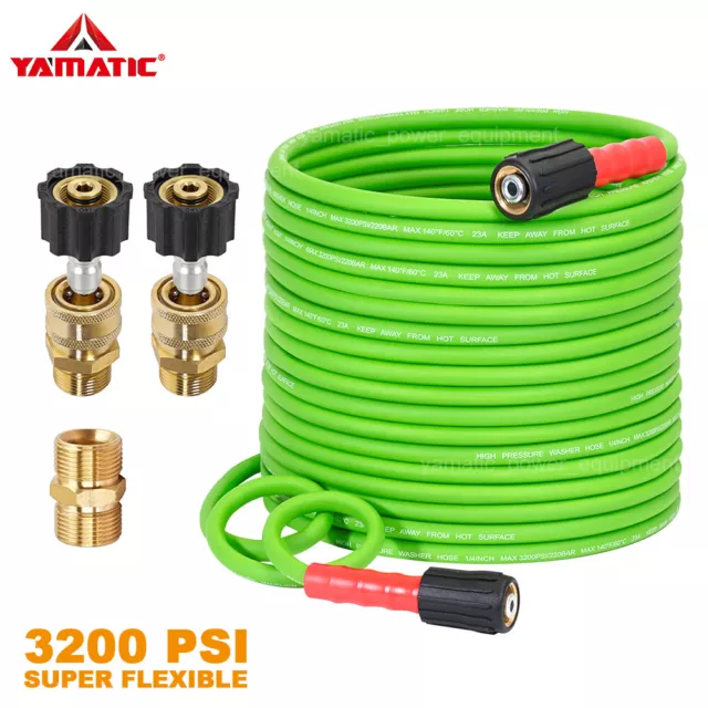 YAMATIC Flexible Pressure Washer Hose 1/4" Kink Resistant Power Washer Hose M22