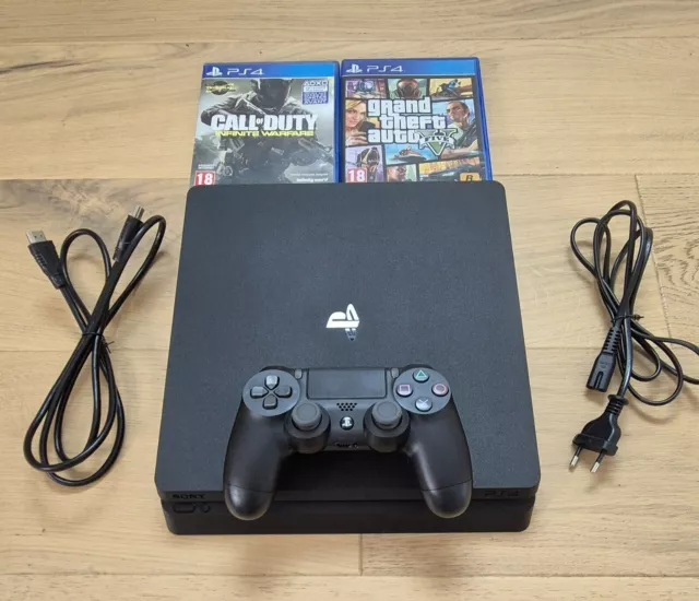 Ps4 Slim 500 Go + 1 Manette + 2 Jeux + Cables