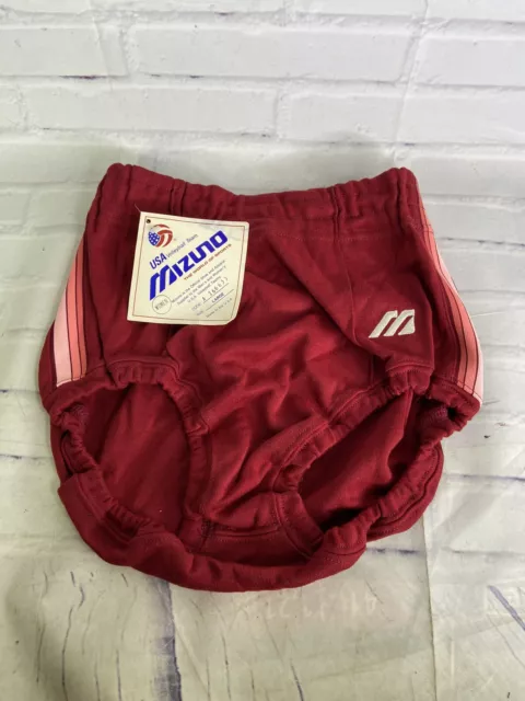 VTG Mizuno Volleyball Shorts Briefs DEADSTOCK Dark Red Womens Large Made In USA