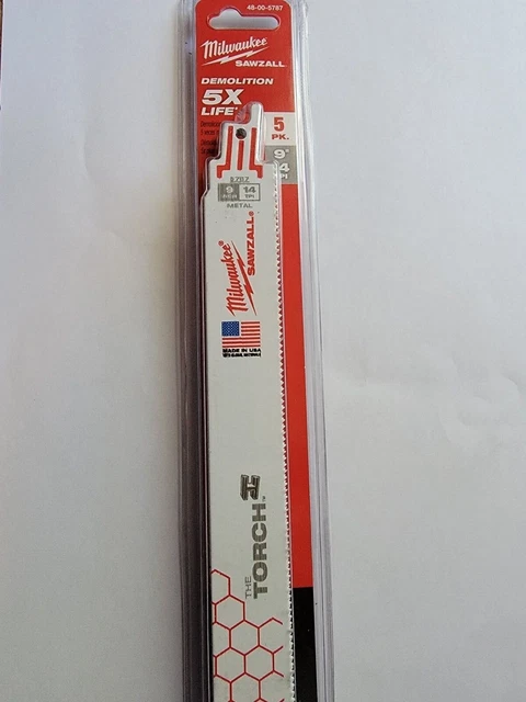 Milwaukee Sawzall 9" 14 TPI Metal Blades - Package of 5