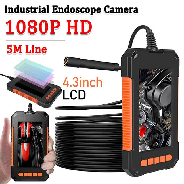 1080P HD Industrial Endoscope Borescope LCD 4.3inch 8mm Inspection Snake Camera