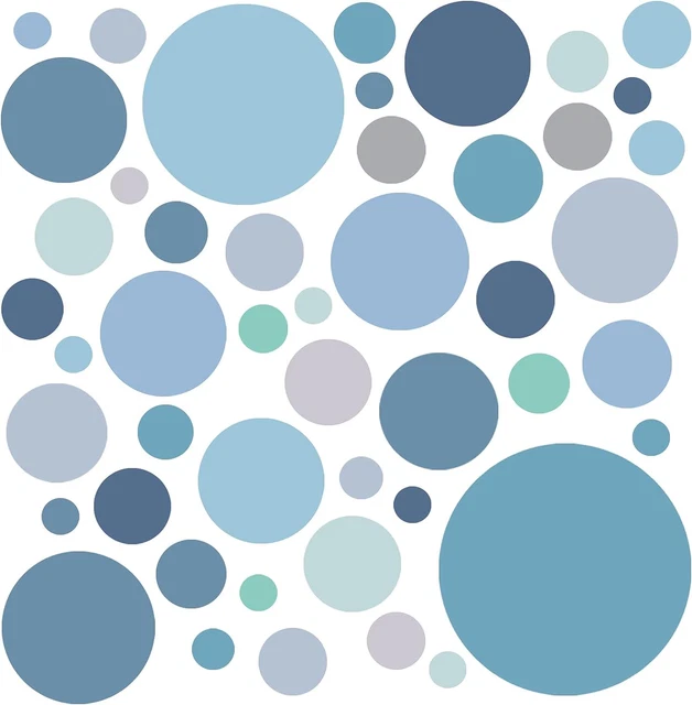 ® - 148 Punti Da Incollare, Blu Pastello/Turchese/Grigio, Adesivi Da Parete a Po