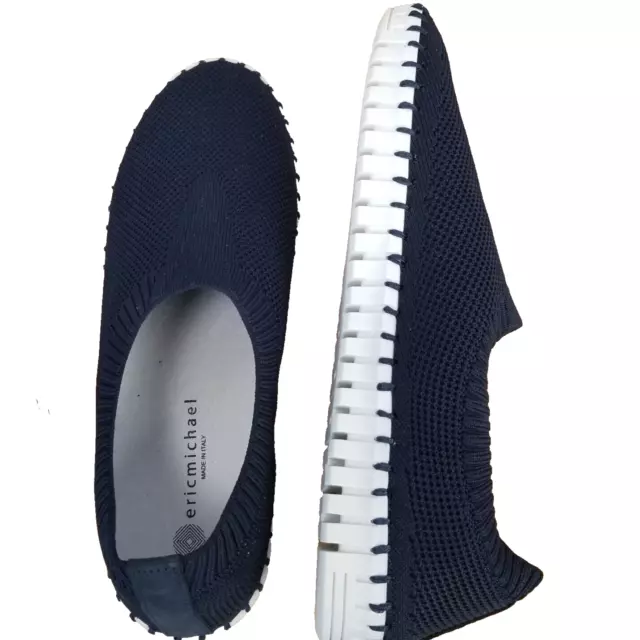 Eric Michael Lucy Sneaker Slip On Stretch Shoe Fabric Navy Italy Size 39/8.5