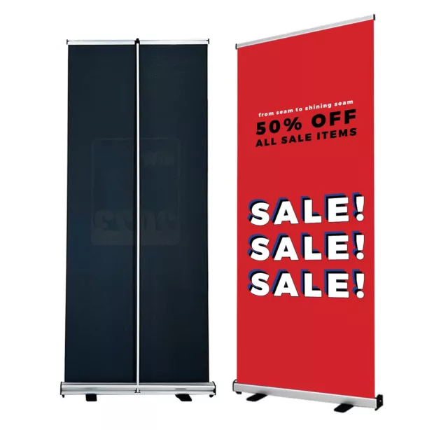 Standard Retractable Banner Stand 33.5"x80" Carrying padded Canvas Bag and Box