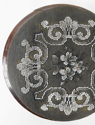 Antique Victorian Beaded Decorative Footstool Floral Pattern 3