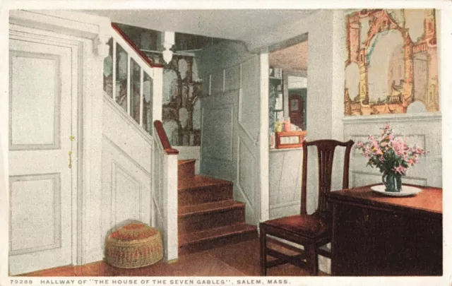 Postcard Hallway House of the Seven Gables Salem Mass