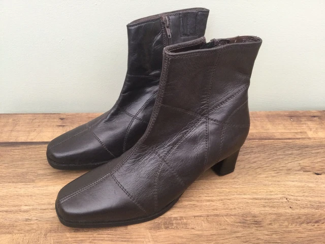 SOFTLITES LADIES SIZE 5 Dark Brown Leather Ankle Boots Block Heel Zip NEW 9.99 PicClick UK