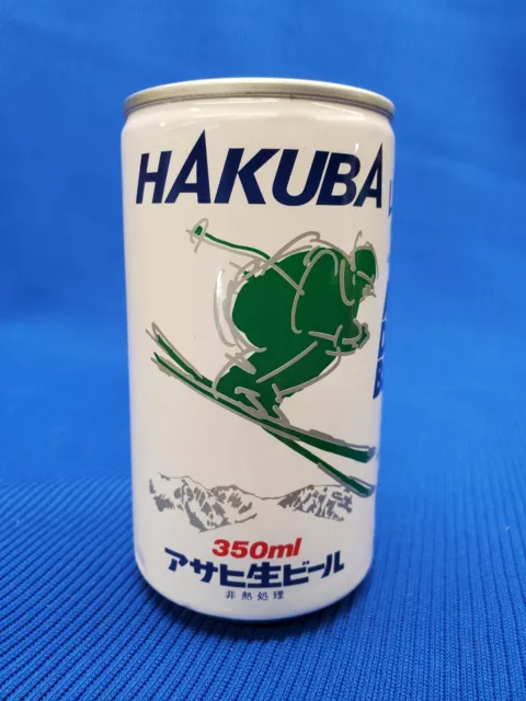 Vintage 1986 Asahi LIVE (HAKUBA Skiing)- EMPTY 350ml Alum. Beer Can - JAPAN