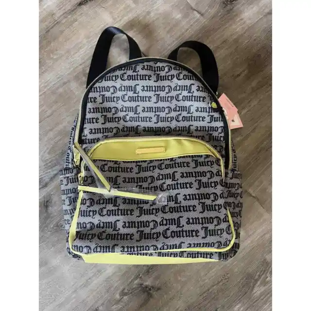 NWT Juicy Couture Gothic Print Backpack Black And green Multi Logo MSRP $99