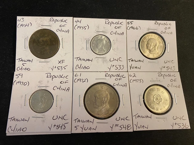 Republic Of China  1954  To 1973  6  Coin  Chiao  Yuan  Xf / Unc  Lot  P62