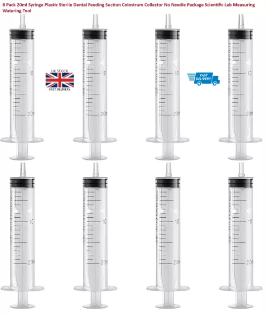 8 Pcs Plastic Syringes 20ml Syringe For Dental Feeding Scientific Lab Measuring