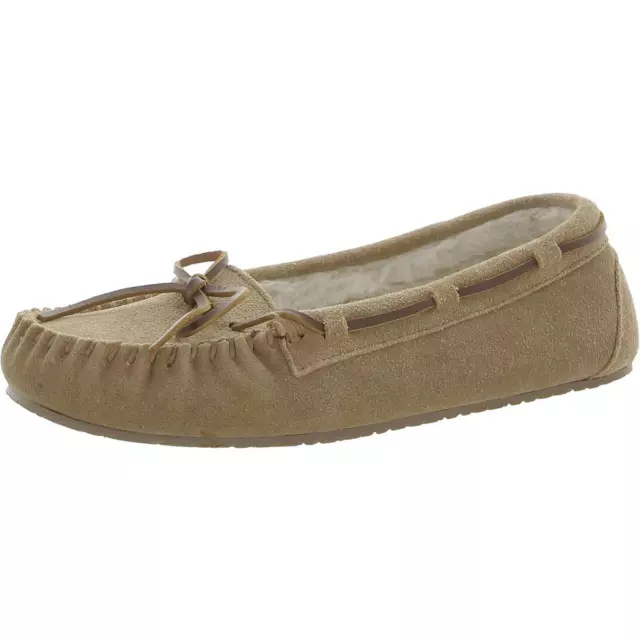 Minnetonka Womens Lodge Trapper Tan Moccasins Shoes 8 Super Slim (SS) BHFO 6276