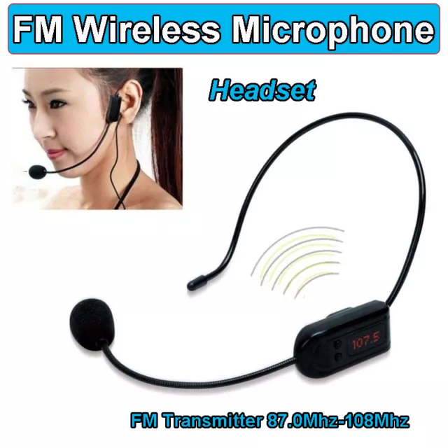 FM Wireless Microphone Voice Amplifier FM Stereo Radio MIc Fit Teaching