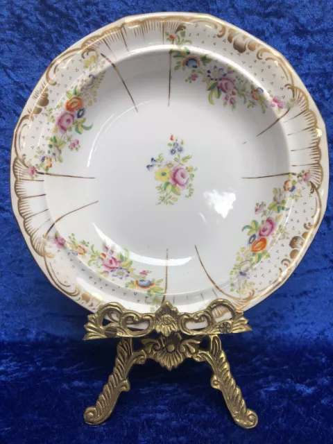 Antique Staffordshire?? Hand Painted & Gold Gilded 8'' Decorative Bowl c.1830's