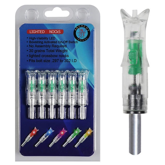Size 297-302 I.D. 5 Color 6Pcs/Pack Crossbow Arrow Lighted Nocks Fits Bolts