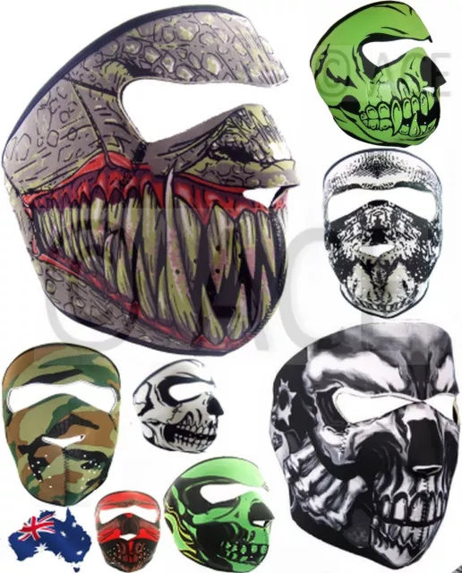 Neoprene FULL  Reversible Biker Skateboard Motor Bike Scary Sports Face Mask