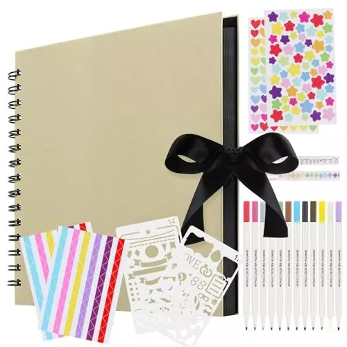 Album Photo Scrapbooking - Livre Photo Scrapbook avec 12 Stylos MéTalliques, 80