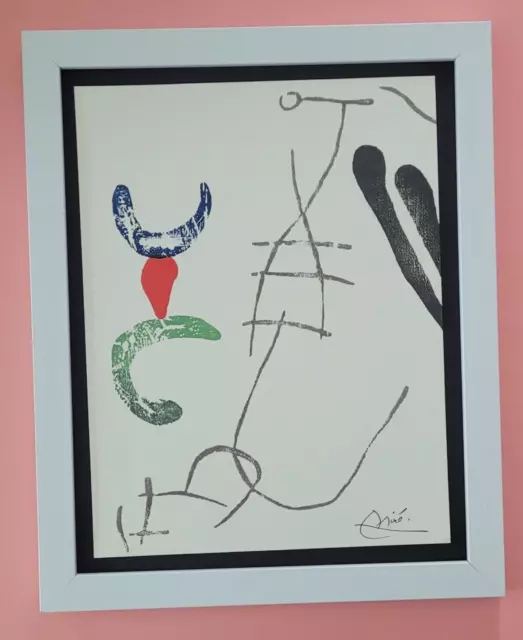 JOAN MIRO + 1971 BEAUTIFUL SIGNED PRINT MOUNTED AND FRAMED 11x14in + BUY NOW!!