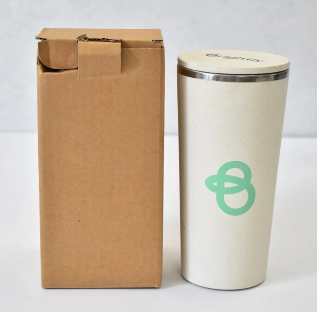 Brightly 16oz Tumbler Cup Beige w Lid Insulated Thermal Vacuum Travel Mug