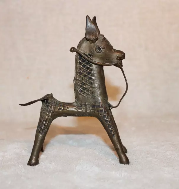 Fine Antique Horse Dhokra Orissa India Tribal Hand Cast Bronze Lost Wax