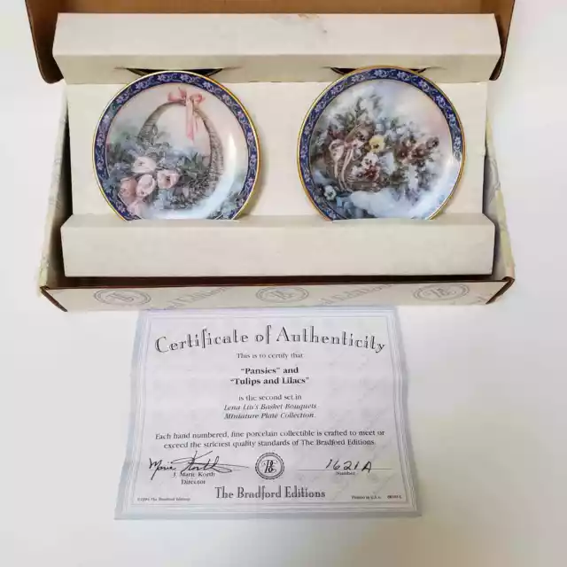 Bradford E Lena Lius Pansies Tulips Lilacs Miniature Plate Collection 1621A 1994