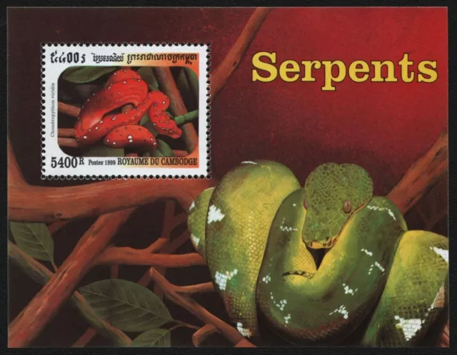 Kambodscha 1999 - Mi-Nr. Block 262 ** - MNH - Schlangen / Snakes