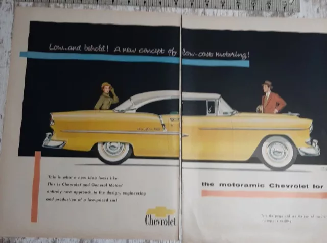 1955 Chevrolet Vintage Print Ad Bel Air Sport Coupe Fisher Body General Motors