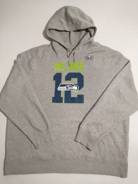 NIKE Men's Grey Seattle Seahawks Hoodie NFL Football Hooded Sweatshirt 2XL