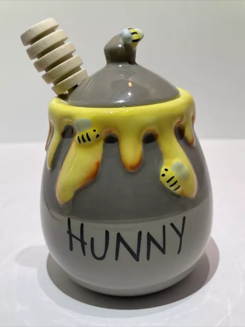 Disney Winnie The Pooh HUNNY Honey Pot Jar w/ Honey Comb 5" x 4" NEW