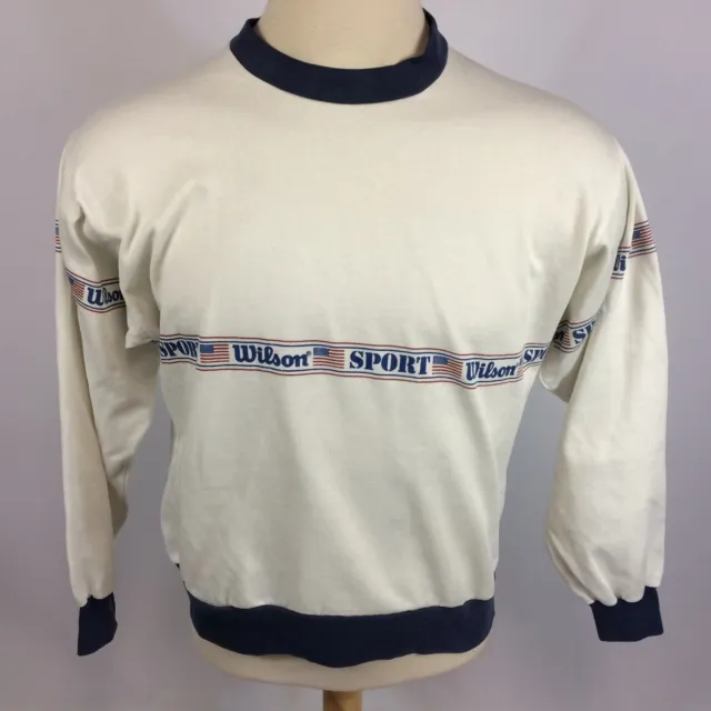 Vintage 80's Wilson Sports Sweatshirt T Shirt Tennis USA Flag Soccer Volleyball