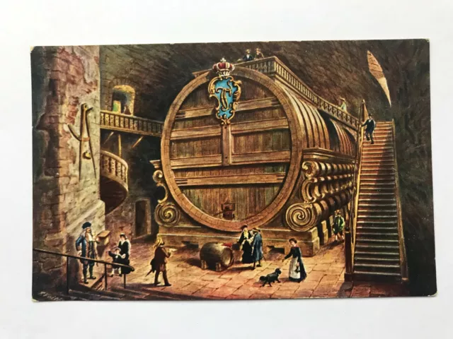 Vintage Germany  Postcard  Heidelberg das Grosse Fas The Big Barrel