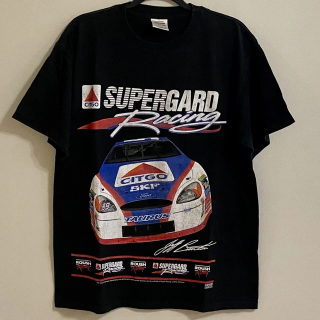Vintage NASCAR Jeff Burton Shirt Large Supergard Racing Ford 99 Checkered Flag