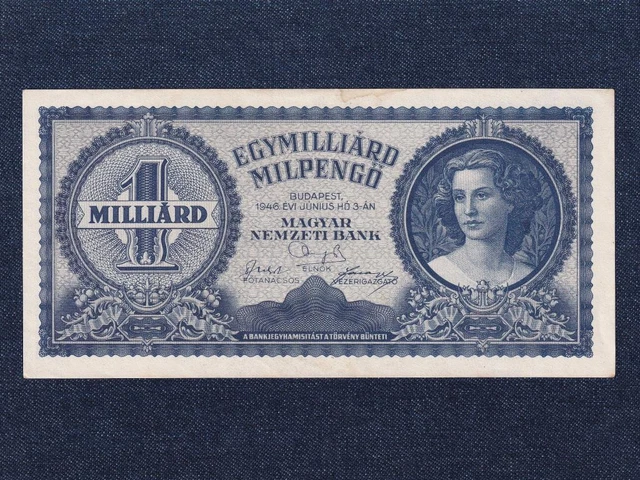 Hungary Inflation Serie (1945-1946) 1 Billion Milpengo Banknote 1946
