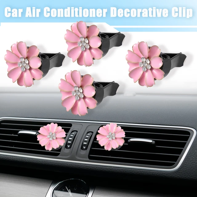4pcs Car Flower Shape Clips for Air Conditioner Outlet Decorations Clip Pink