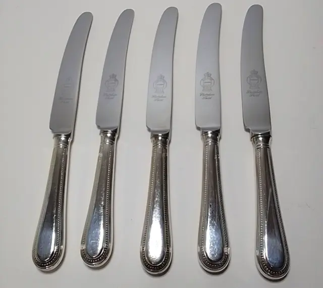 EPNS A1 SHEFFIELD ENGLAND BEAD Design Cutlery Silver Plate Dinner Knives X 5