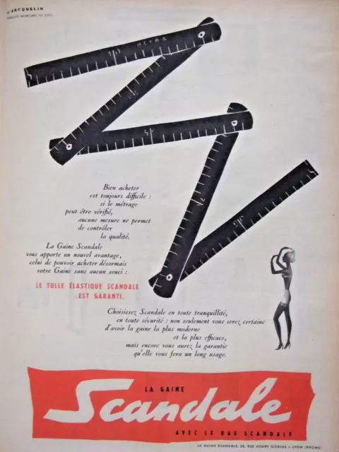 Publicité De Presse 1957 Gaine Tulle Élastique Scandale Garanti - J.jacquelin