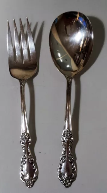 Wm ROGERS MFG CO EXTRA PLATE SILVERPLATE SERVING SPOON & FORK GRAND ELEGANCE