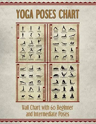 Yoga Poses Reference Chart Studio Gray Cubicle Locker Mini Art Poster 8x12