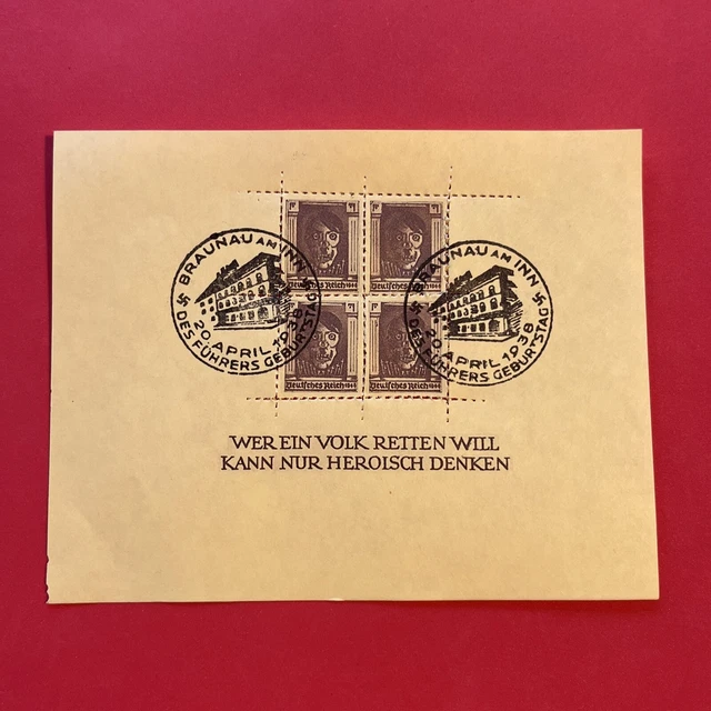 WW2 WWII GERMAN Third Reich Nazi Adolf Hitler Birthday Souvenir stamp ...