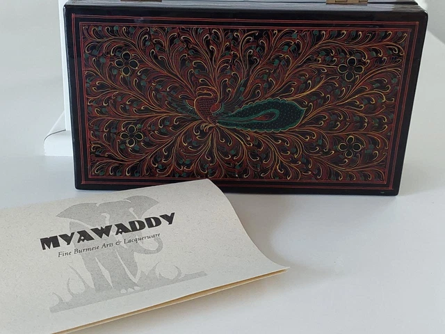 Vintage Burmese Lacquerware Hinged Storage Box