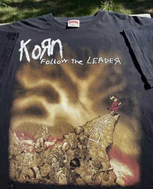 Vintage 1990s Korn Follow The Leader Tour Shirt Bootleg Huge Graphic XL Baggy