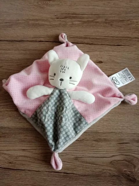 Doudou Plat Chat Lapin Blanc Carré Rose Gris Un Hiver Très Doux Mots D'Enfants