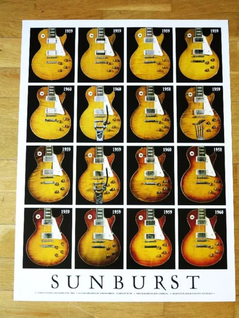 Sunburst Gibson Les Paul Standard 1958-60 Guitars Affiche Neuf En Mint RAR