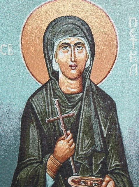 Orthodox Tapestry Gobelin Icon Saint Paraskevi Petka Framed