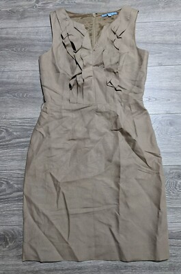 Antonio Melani Womens Size 6 Brown Sleeveless Ruffle Accent Knee Dress Preowned