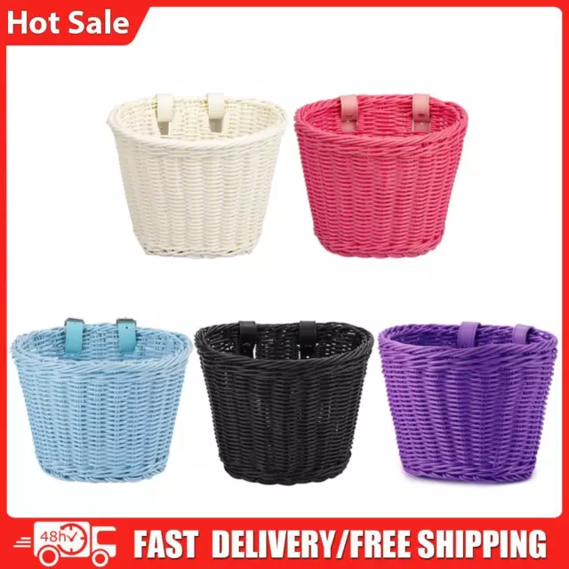 Rattan Bicycle Front Basket Handwoven Kid Adult Bike Handlebar Carrier Bag