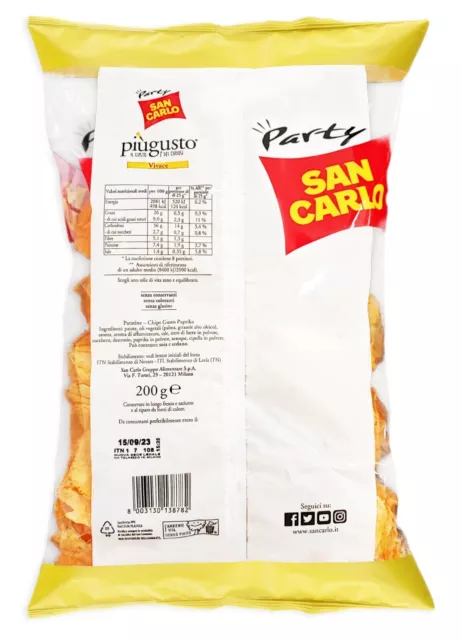 2X San Carlo Più Gusto Vivace Patatine Gusto Paprika Maxi Busta da 200g 3